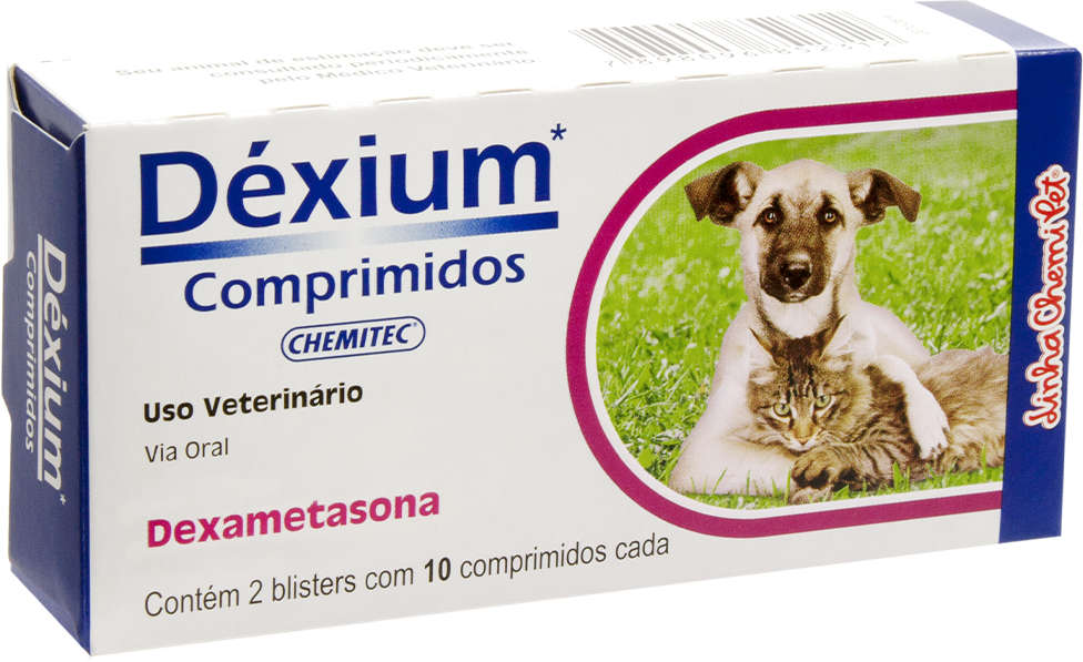 Anti-Inflamatório Chemitec Déxium Comprimidos Dexametasona para Cães e Gatos - 20 Comprimidos
