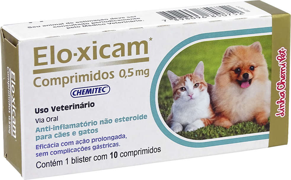 Anti-Inflamatório Chemitec Elo-xicam 0,5 mg Comprimidos para Cães e Gatos - 10 Comprimidos