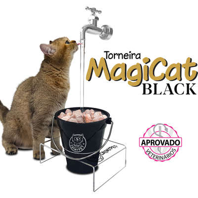 Bebedouro Fonte CatMyPet Torneira MagiCat Black com Suporte