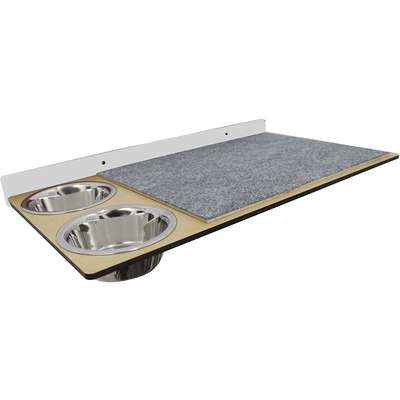 Prateleira Hello Pet com Carpete e Comedouros Branca para Gatos - Branca