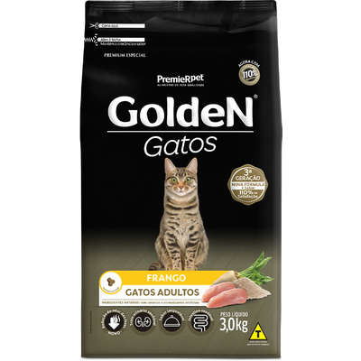 Ração Golden Gatos Adultos Frango - 3 Kg