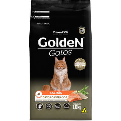 Ração Golden Gatos Adultos Castrados Salmão - 1 Kg