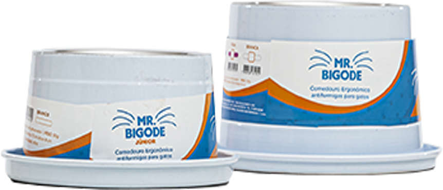 Comedouro Ergonômico NF Pet Mr. Bigode Antiformigas Branco para Gatos - 250 mL