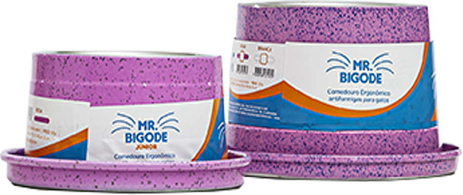 Comedouro Ergonômico NF Pet Mr. Bigode Júnior Antiformigas Rosa para Gatos - 140 mL