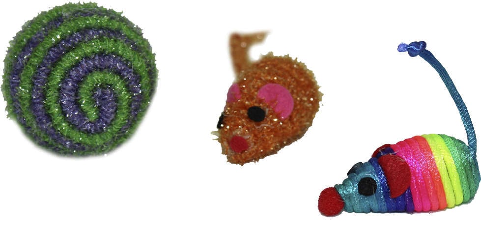 Kit Brinquedo Chalesco Bolinha e Ratinho de Sisal para Gatos - Tam. Único