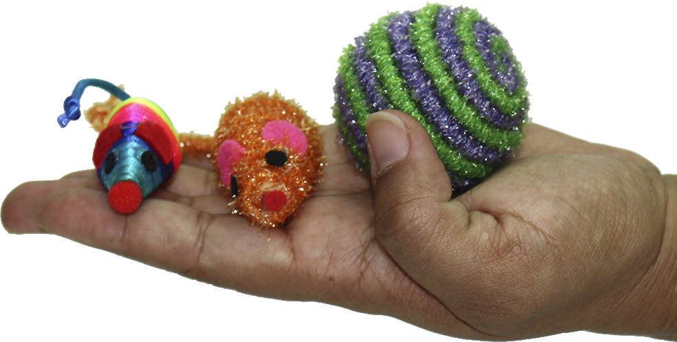Kit Brinquedo Chalesco Bolinha e Ratinho de Sisal para Gatos - Tam. Único