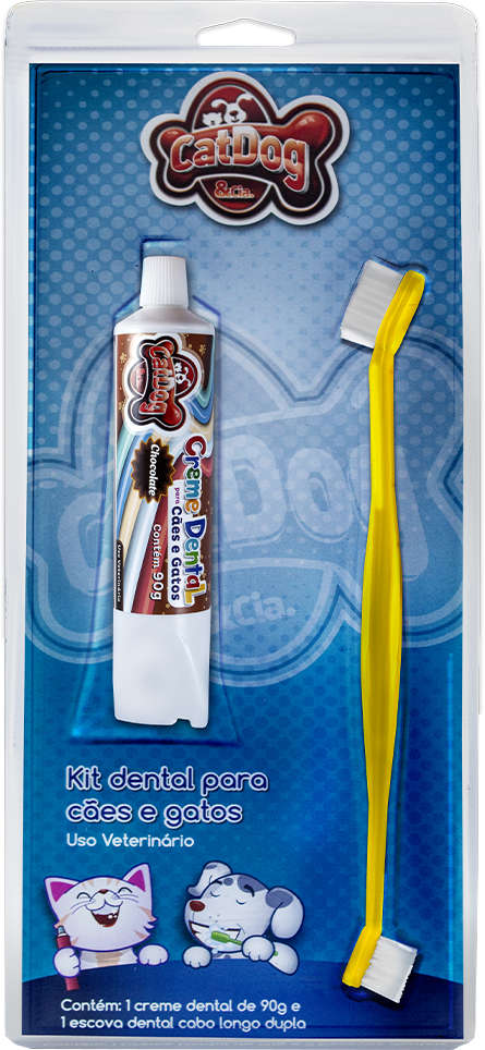 Kit Dental CatDog & Cia Escova e Creme Dental Chocolate para Cães e Gatos - Chocolate