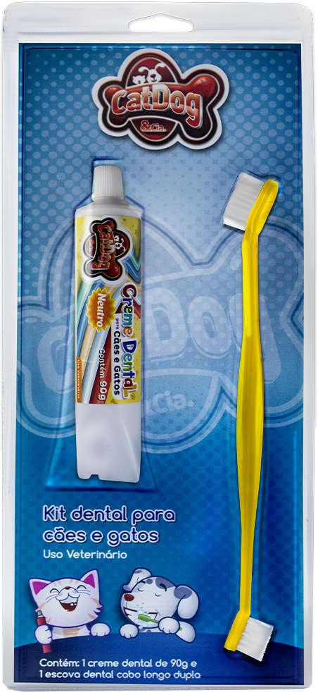 Kit Dental CatDog & Cia Escova e Creme Dental Neutro para Cães e Gatos - Neutro