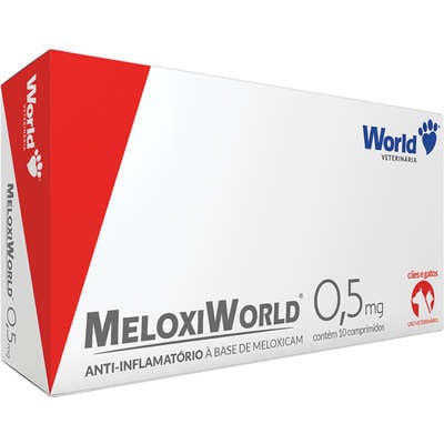 Anti-Inflamatório World Veterinária MeloxiWord 0,5 mg para Cães e Gatos de 5 Kg - 10 Comprimidos
