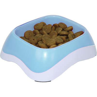 Comedouro Chalesco Dual Collor - Azul e Branco