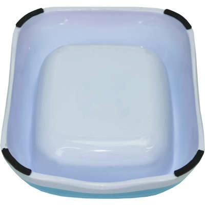 Comedouro Chalesco Dual Collor - Azul e Branco