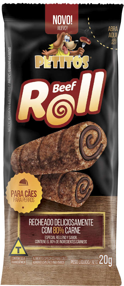 Petisco Petitos para Cães Adultos Sabor Carne Beef Roll - 20g