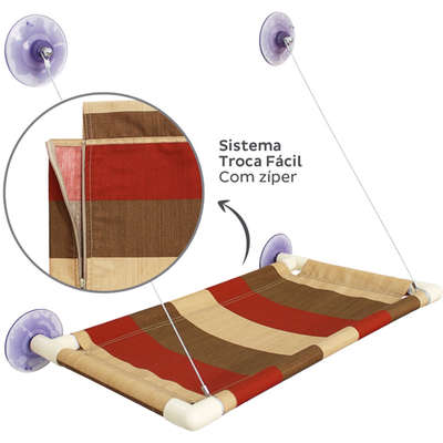 Cama Gatton Catbed Listrada Vermelha para Gatos