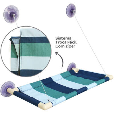 Cama Gatton Catbed Listrada Azul para Gatos
