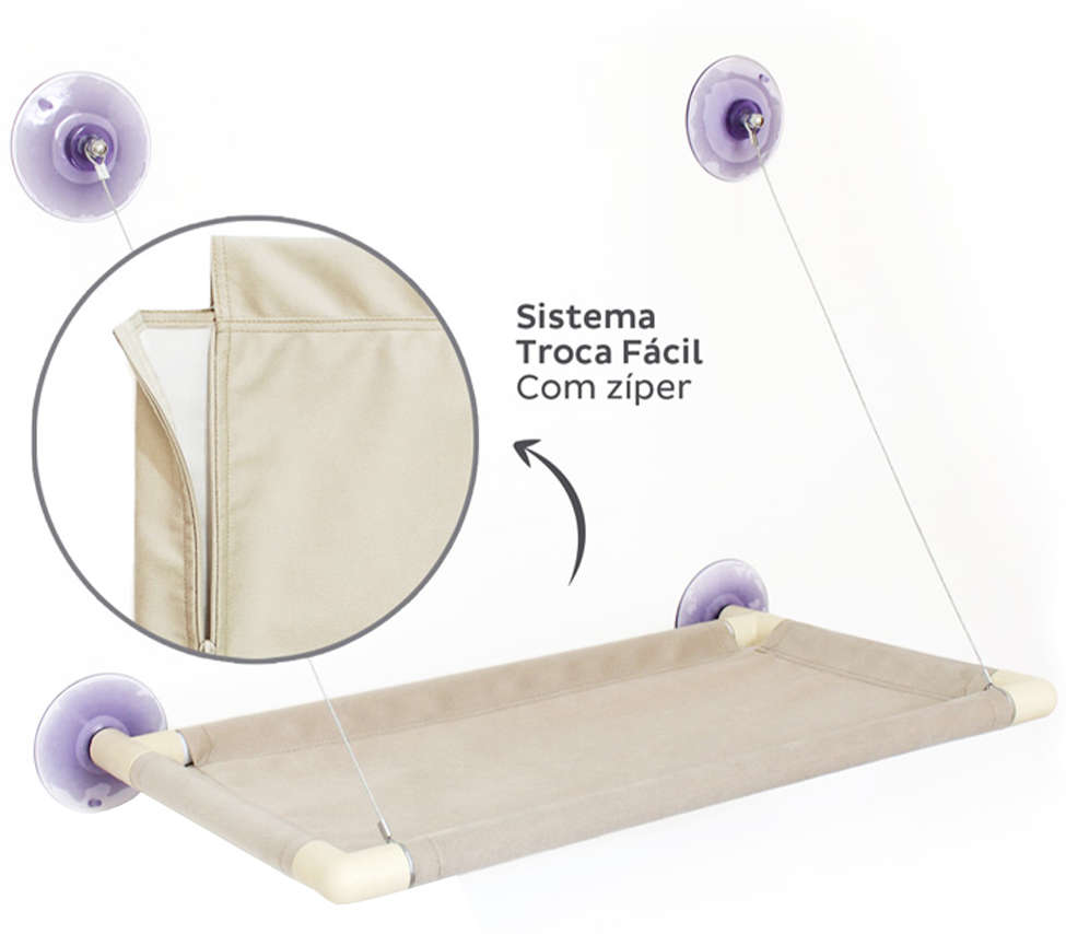 Refil Cama de Janela Gatton Catbed Suede Marfim para Gatos - King