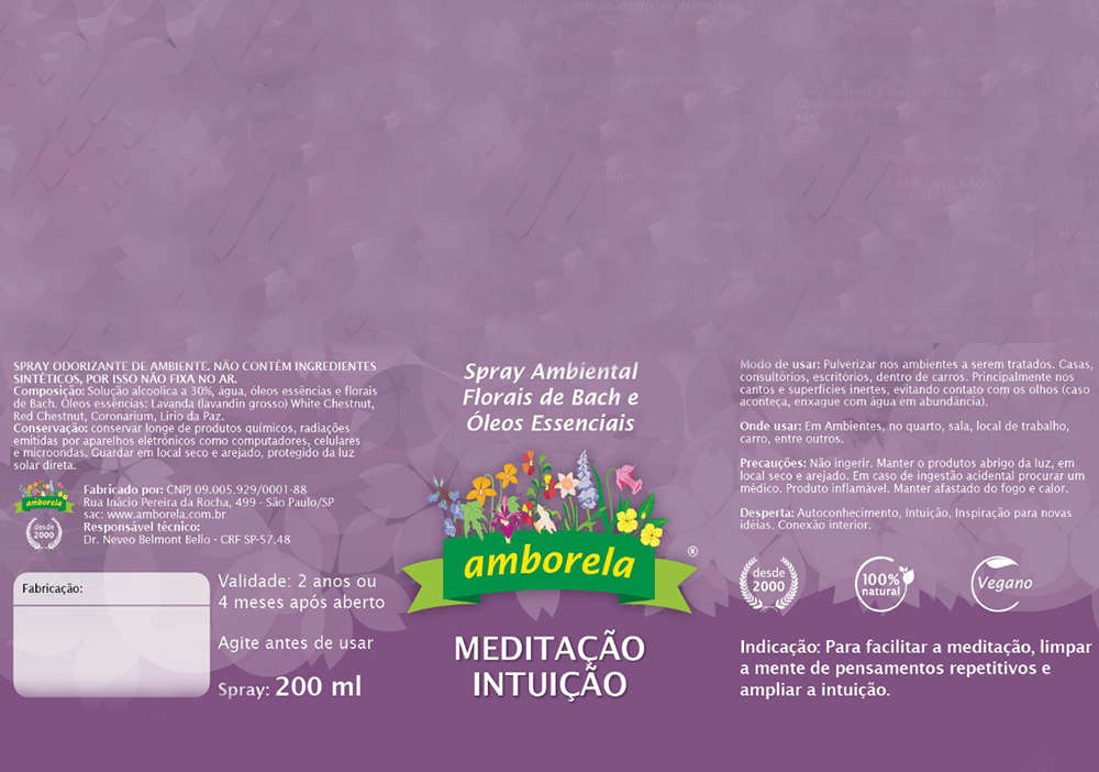 Spray Ambiental Animal Flower Amborela Meditação Intuição - 210 mL