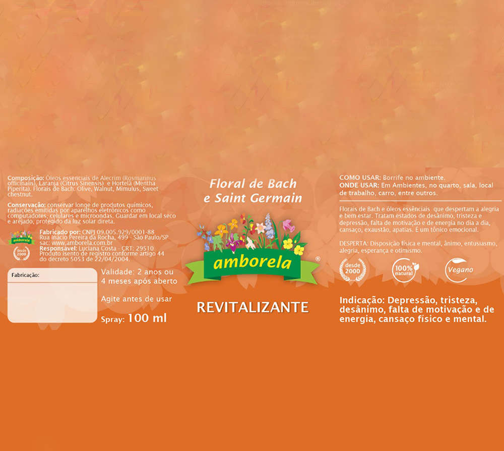 Spray Ambiental Animal Flower Amborela Revitalizante - 210 mL