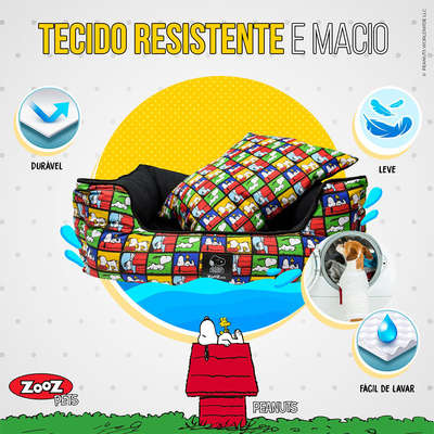 Cama Preta Zooz Pets Snoopy Quadrinhos