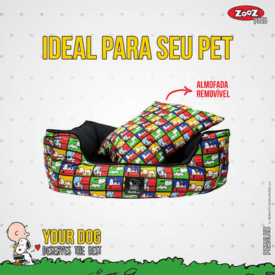 Cama Preta Zooz Pets Snoopy Quadrinhos
