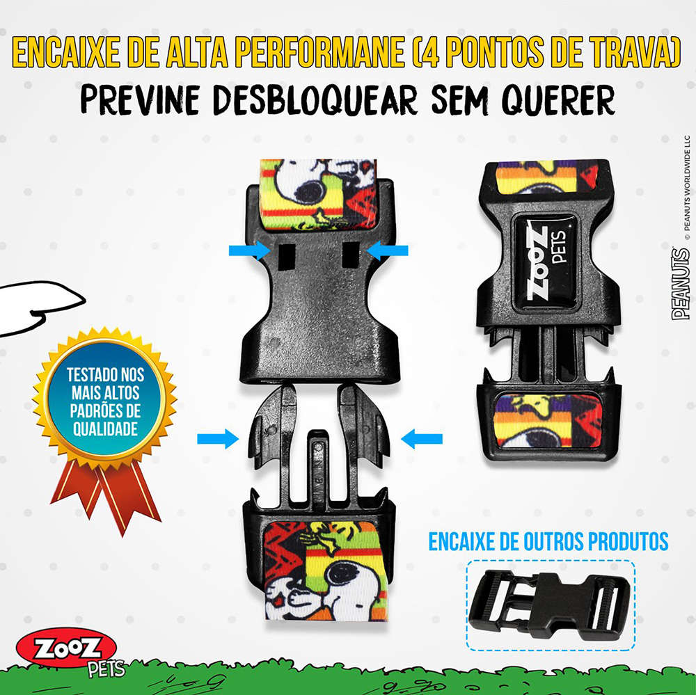 Coleira Zooz Pets Snoopy Stripe - Tam. P