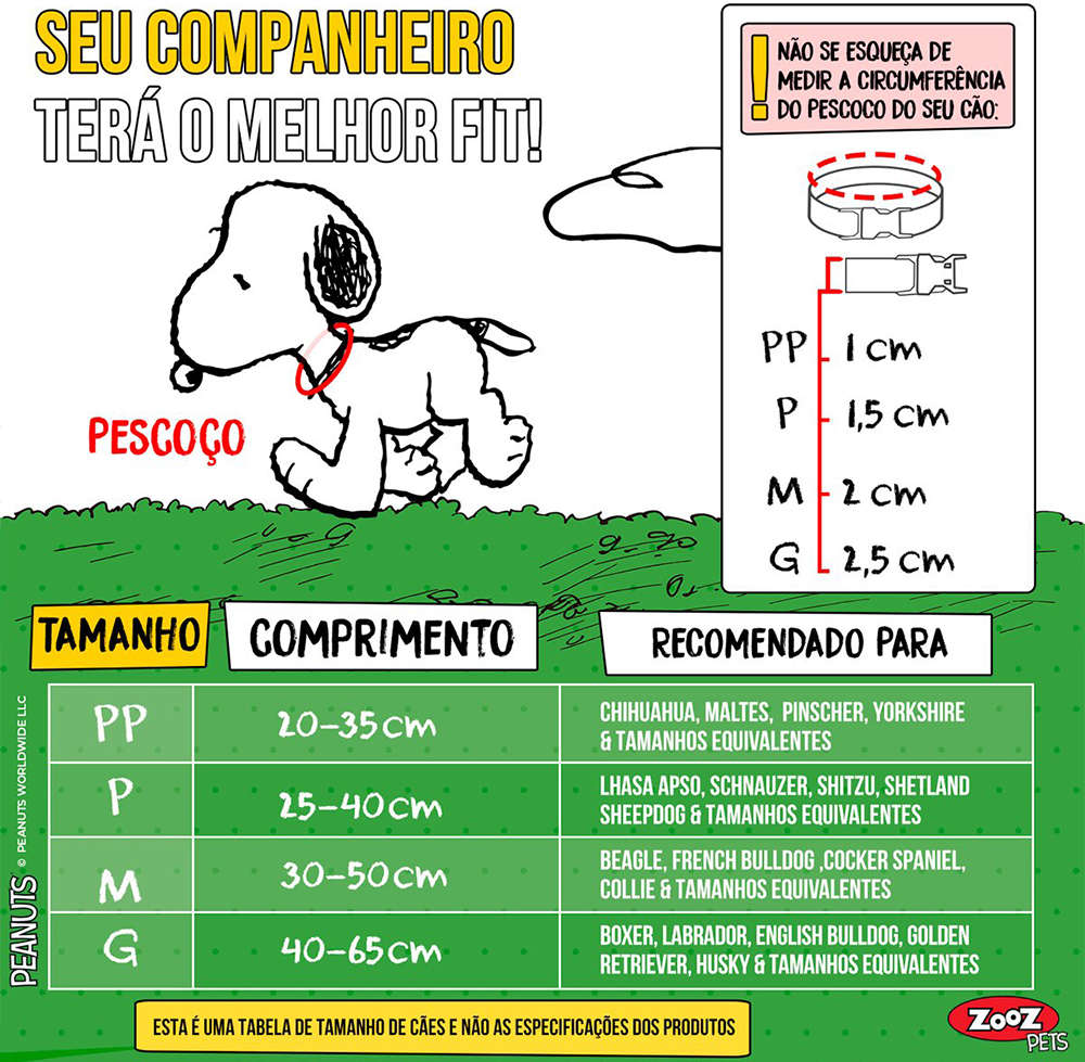Coleira Zooz Pets Snoopy Stripe - Tam. P