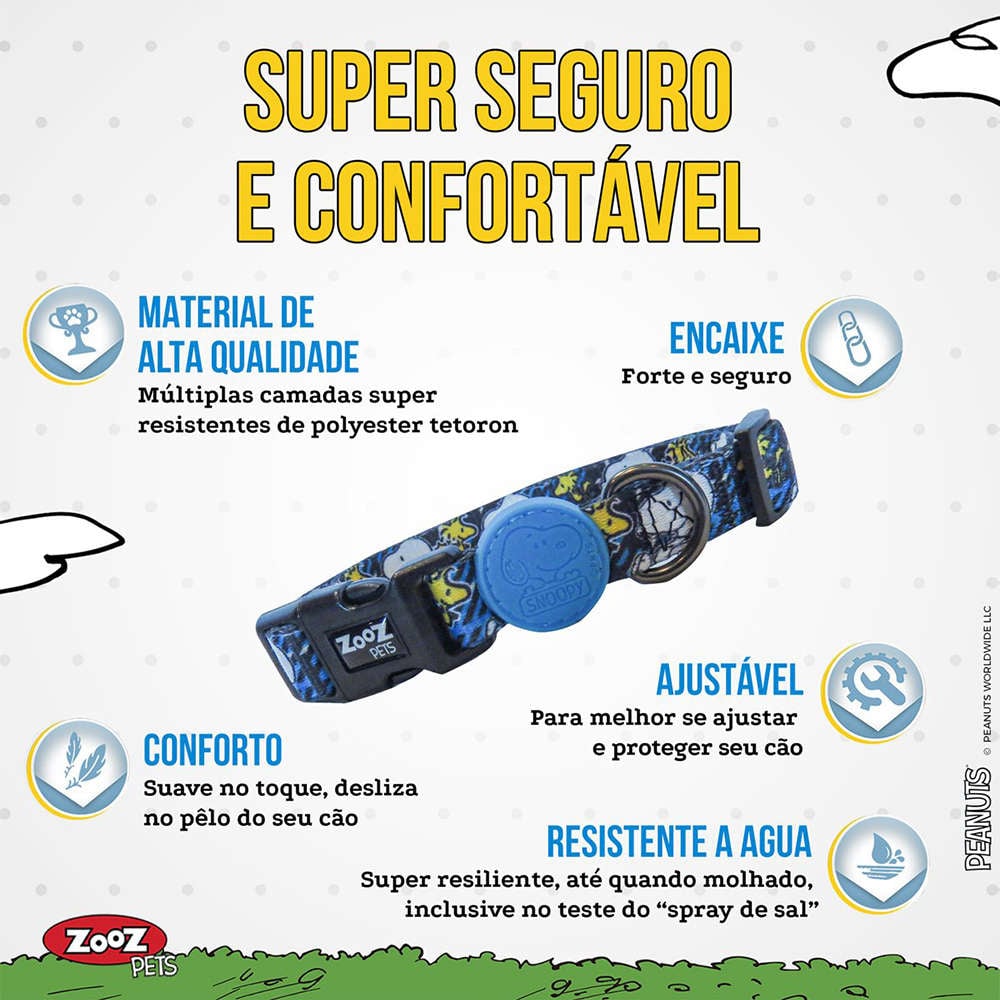 Coleira Zooz Pets Snoopy Xablue - Tam. G