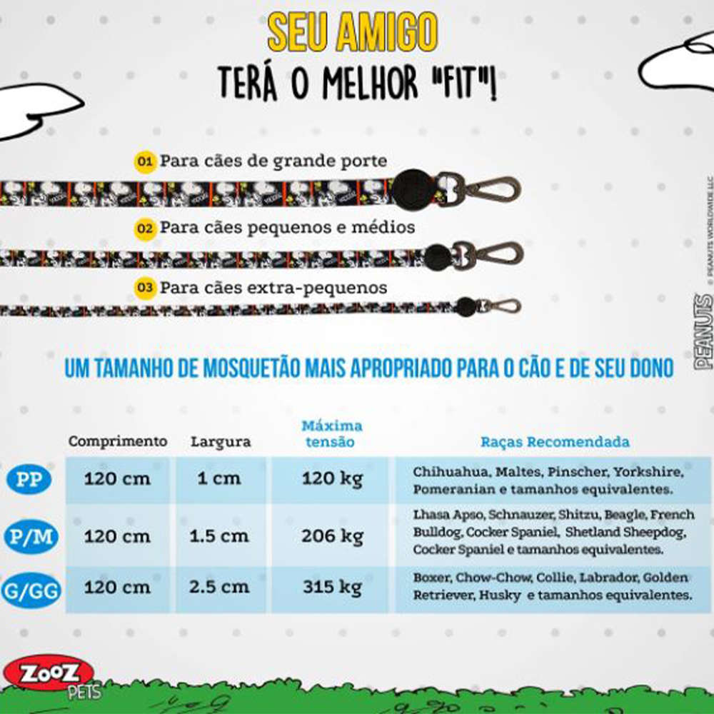 Guia Zooz Pets Snoopy FilmBlack - Tam. PP