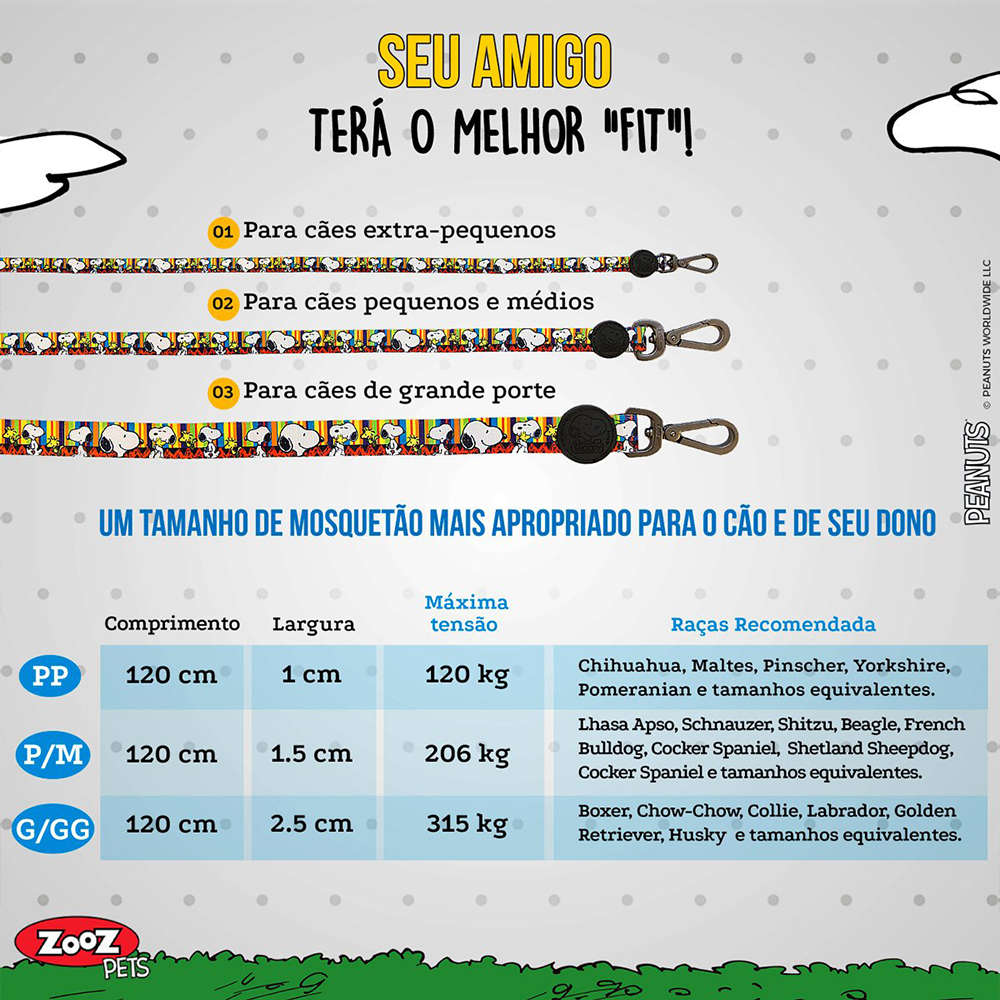 Guia Zooz Pets Snoopy Stripe - Tam. PP