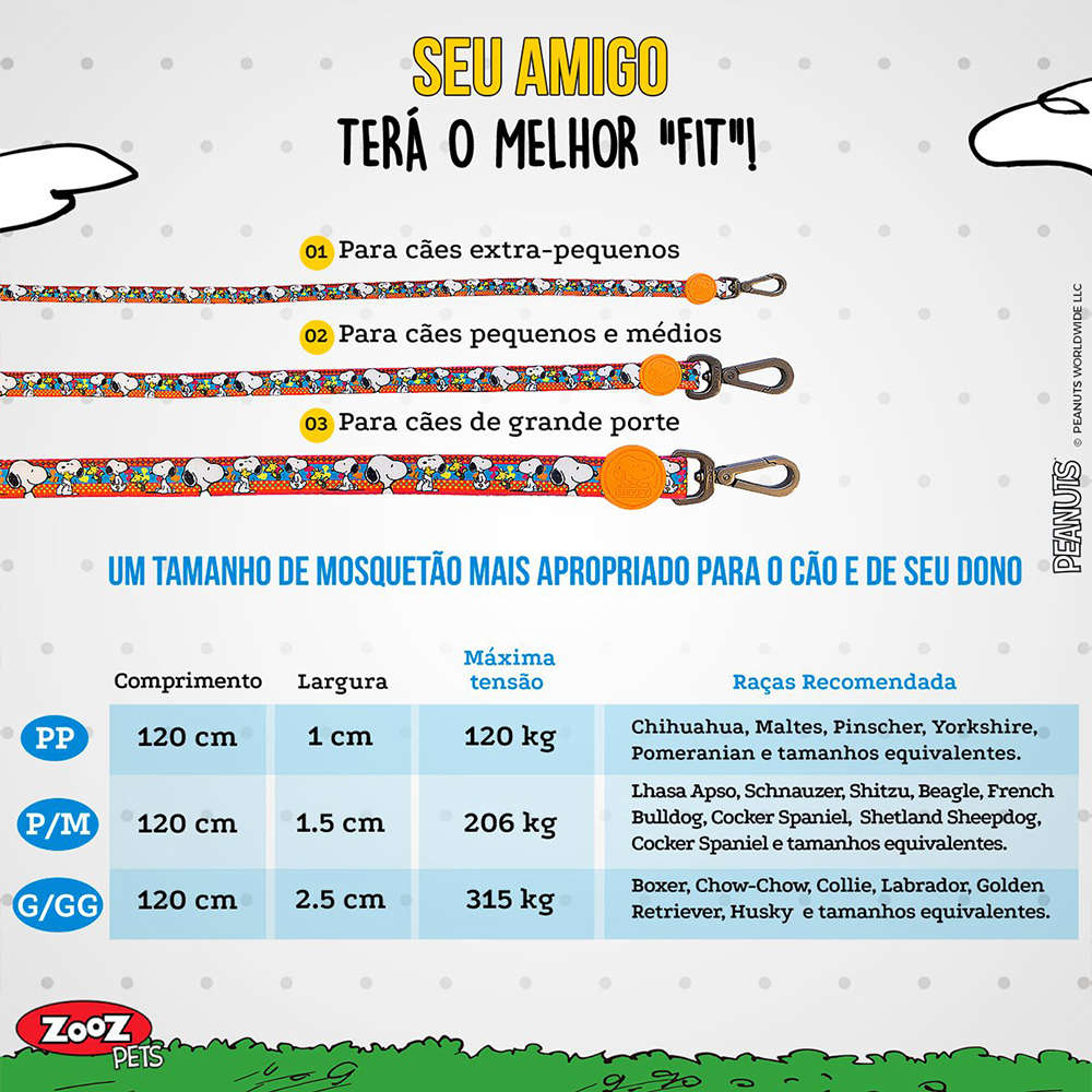 Guia Zooz Pets Snoopy Unix - Tam. G