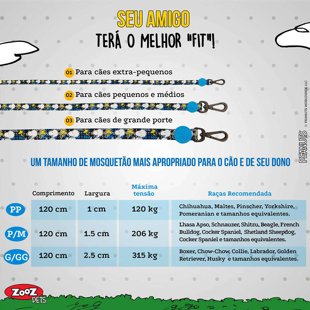 Guia Zooz Pets Snoopy Xablue - Tam. PP