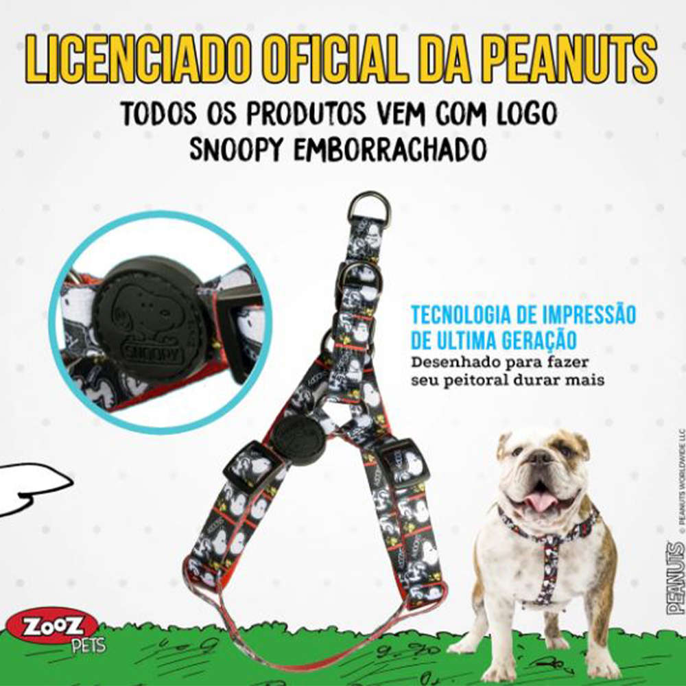 Peitoral Zooz Pets Snoopy FilmBlack - Tam. G