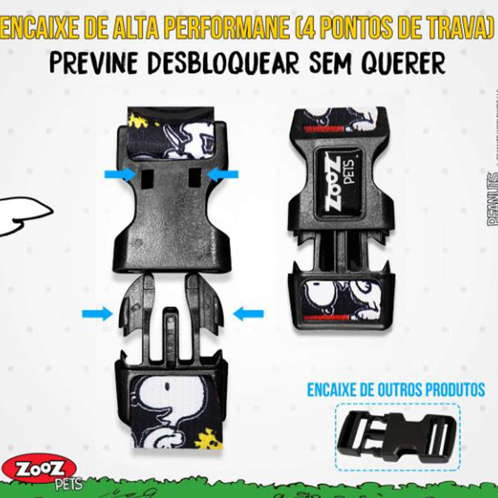 Peitoral Zooz Pets Snoopy FilmBlack - Tam. G