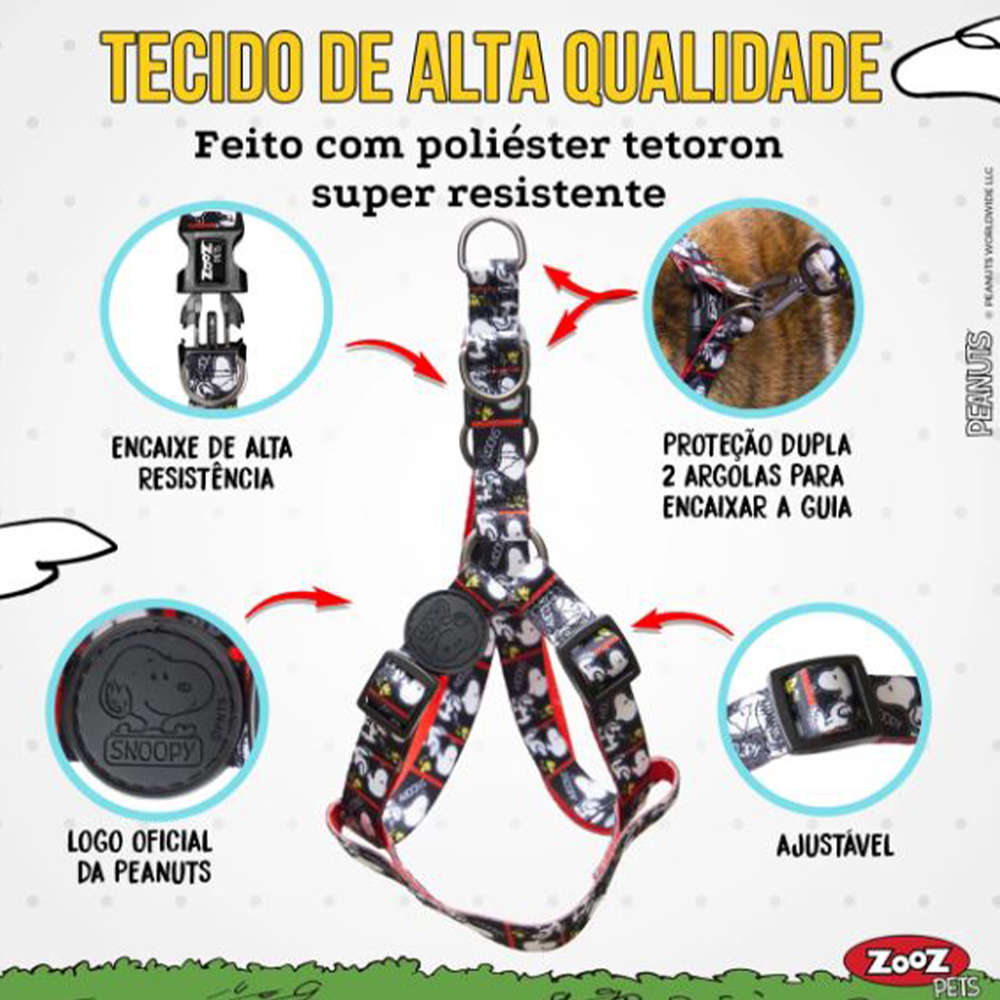 Peitoral Zooz Pets Snoopy FilmBlack - Tam. G
