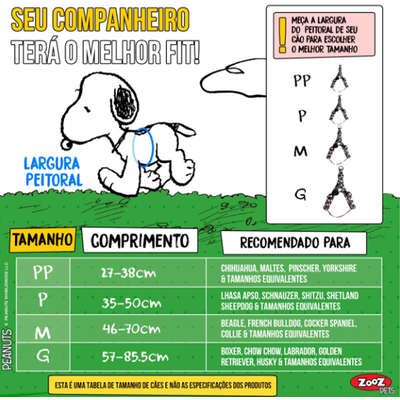 Peitoral Zooz Pets Snoopy FilmBlack
