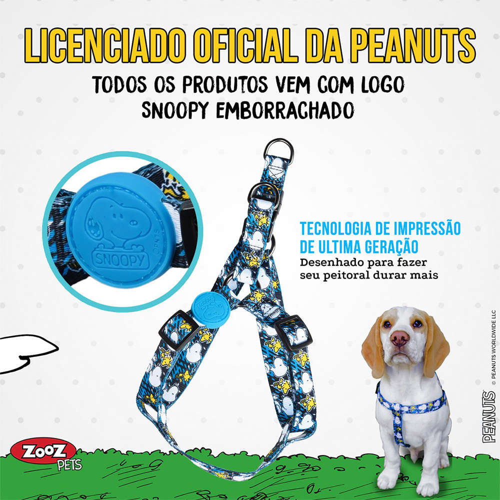 Peitoral Zooz Pets Snoopy Xablue - Tam. PP