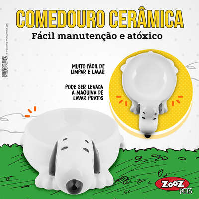 Comedouro Cerâmica Zooz Pets Snoopy Snop3D