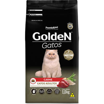 Ração Golden Gatos Adultos Carne - 1 Kg