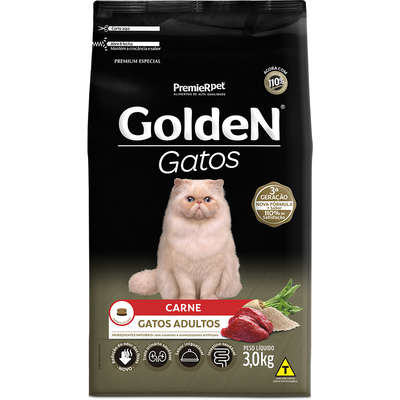Ração Golden Gatos Adultos Carne - 3 Kg