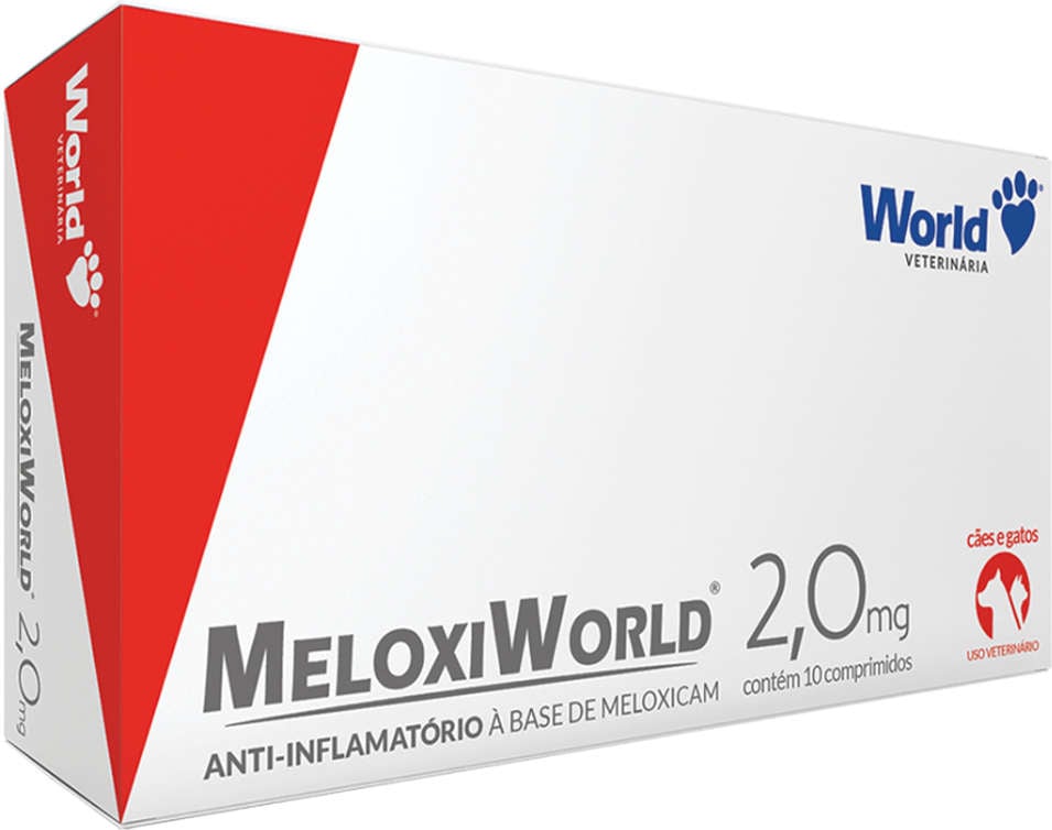 Anti-Inflamatório World Veterinária MeloxiWorld 2,0 mg para Cães e Gatos de 20Kg - 10 Comprimidos