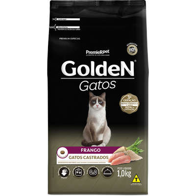 Ração Golden Gatos Adultos Castrados Frango - 1 Kg