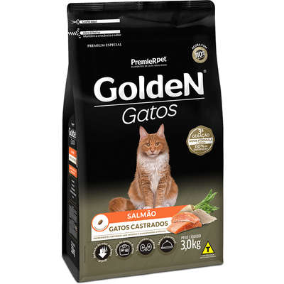 Ração Golden Gatos Adultos Castrados Salmão - 3 Kg