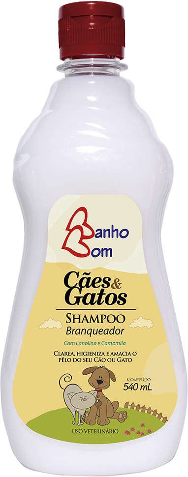 Shampoo Banho Bom Branqueador para Cães e Gatos - 540 mL