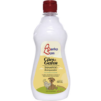 Shampoo Banho Bom Branqueador para Cães e Gatos - 540 mL
