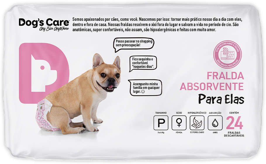 Fralda Absorvente Dog's Care Para Elas 24 Unidades - Tam. P