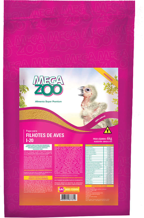 Ração Megazoo Papa para Filhotes de Aves ( I 20) - 6Kg