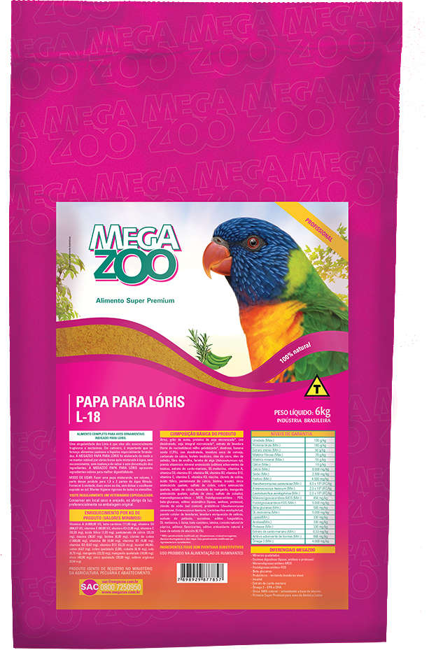 Ração Megazoo Papa para Loris L-18 - 6Kg