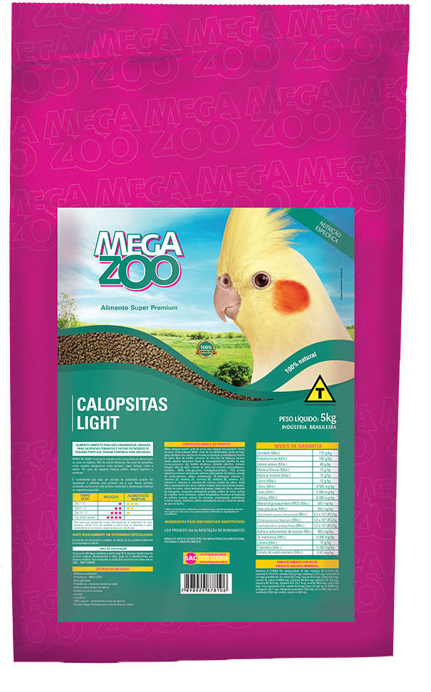 Ração Megazoo para Calopsitas e Periquitos Light - 5Kg