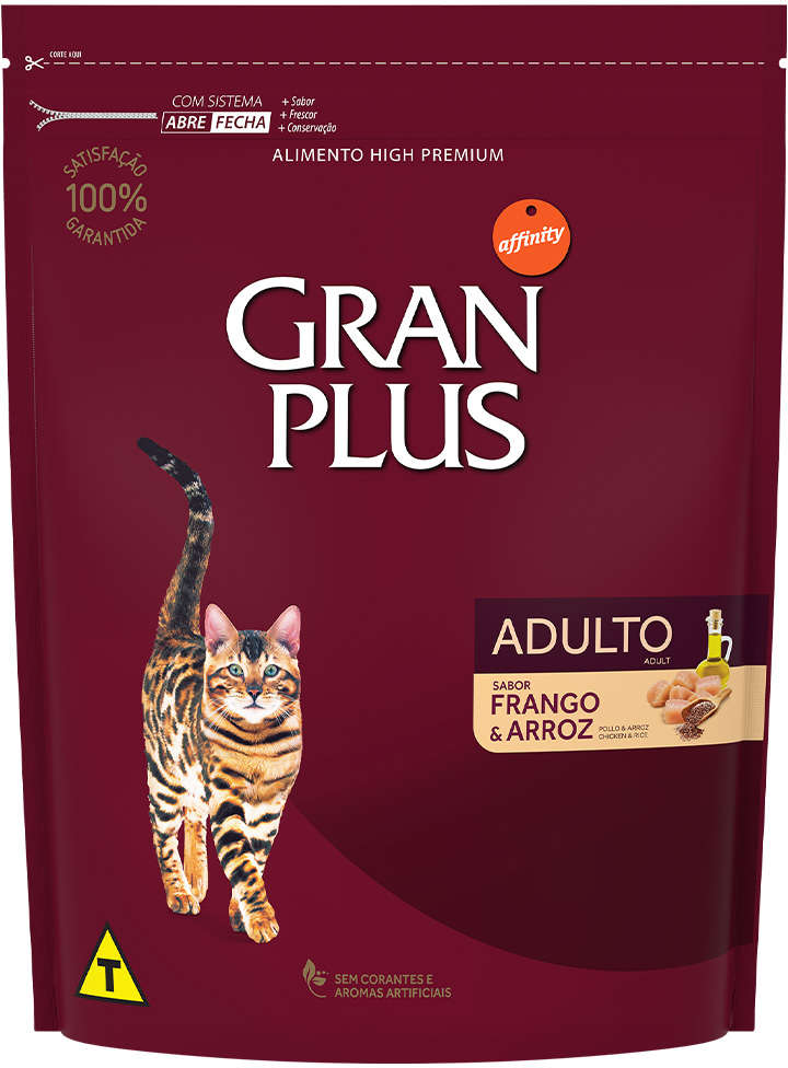 Ração GranPlus Menu Frango e Arroz para Gatos Adultos - 3Kg