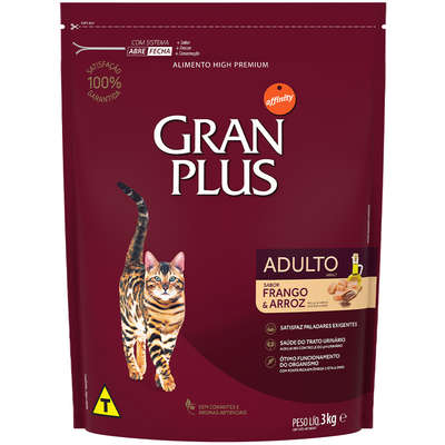 Ração Affinity PetCare Gran Plus Frango e Arroz para Gatos Adultos - 3 Kg