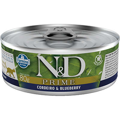 Ração Úmida Lata Farmina N&D Prime Cordeiro & Blueberry para Gatos Adultos - 80 g